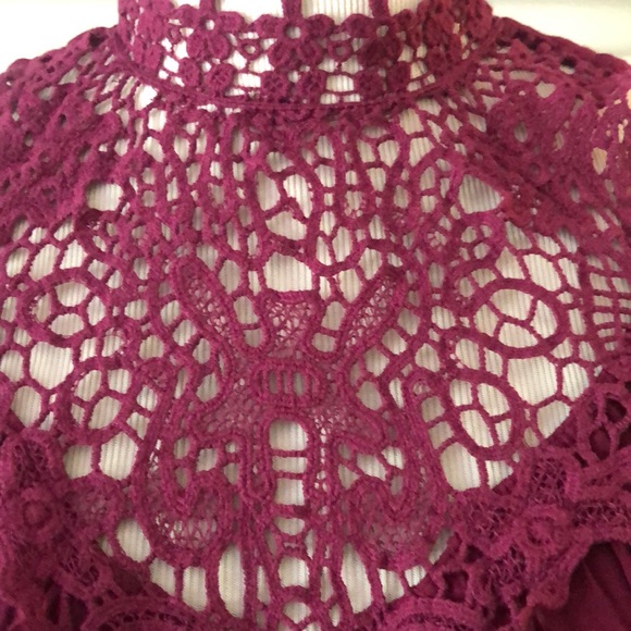 Entro Purple Lace Crest and Trim High Neck BabyDoll Dress size Small - Picture 4 of 13